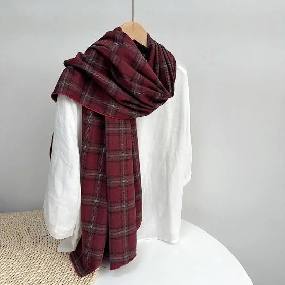 Bordeaux Check Cotton Stole