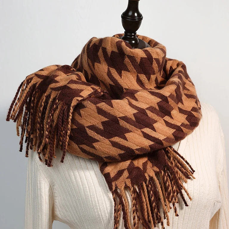 Brunet Check Light Winter Shawl (Brown)