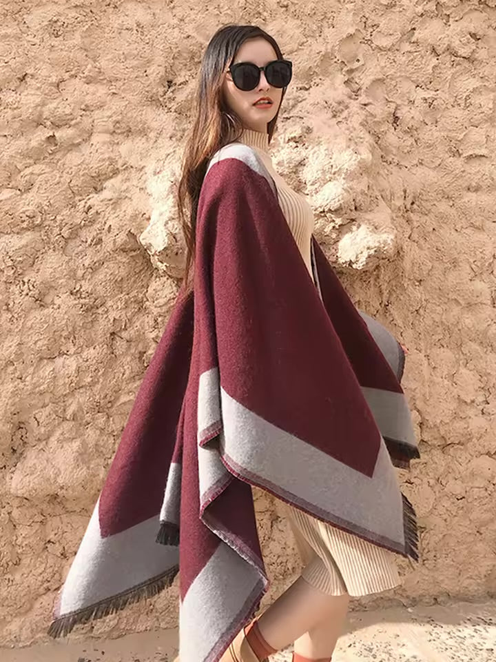 Burgundy Frame Poncho