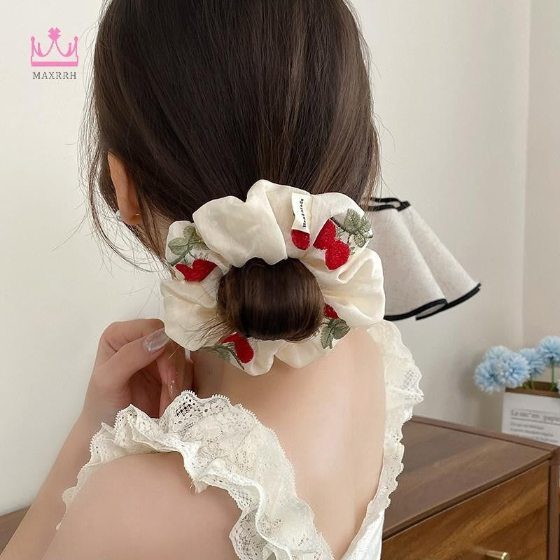 Cherry Embroidered Scrunchie