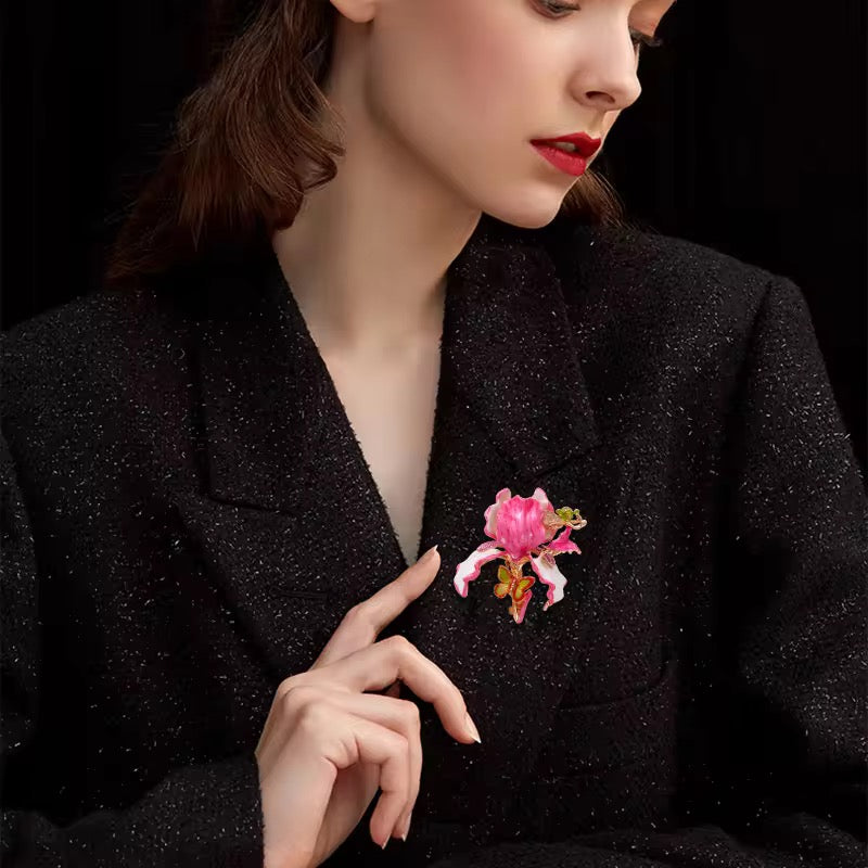 Orchavine Pink Enamel Brooch