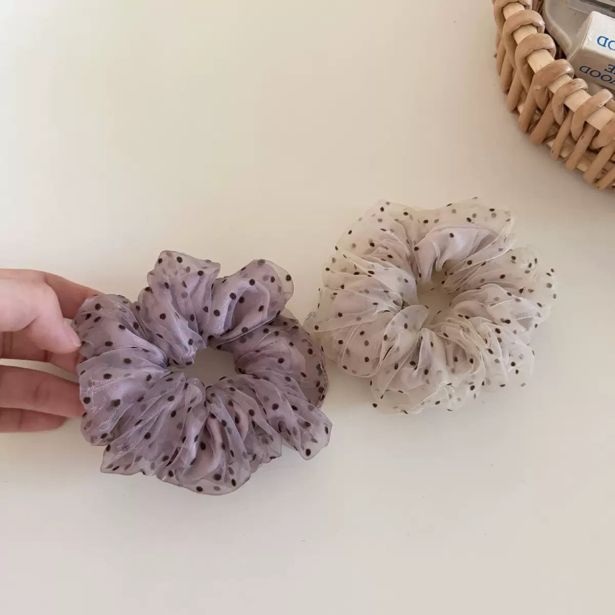 Whisper Dot Mesh Scrunchie