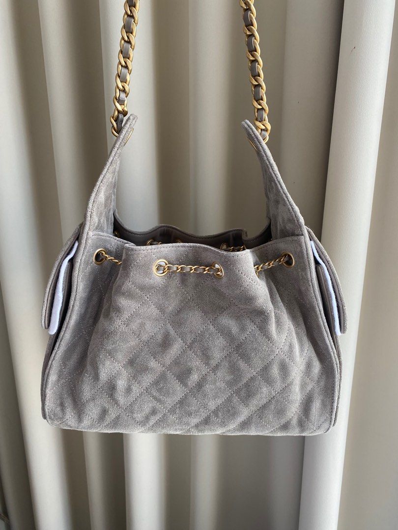 Mora Suede Genuine Leather Handbag (Grey)