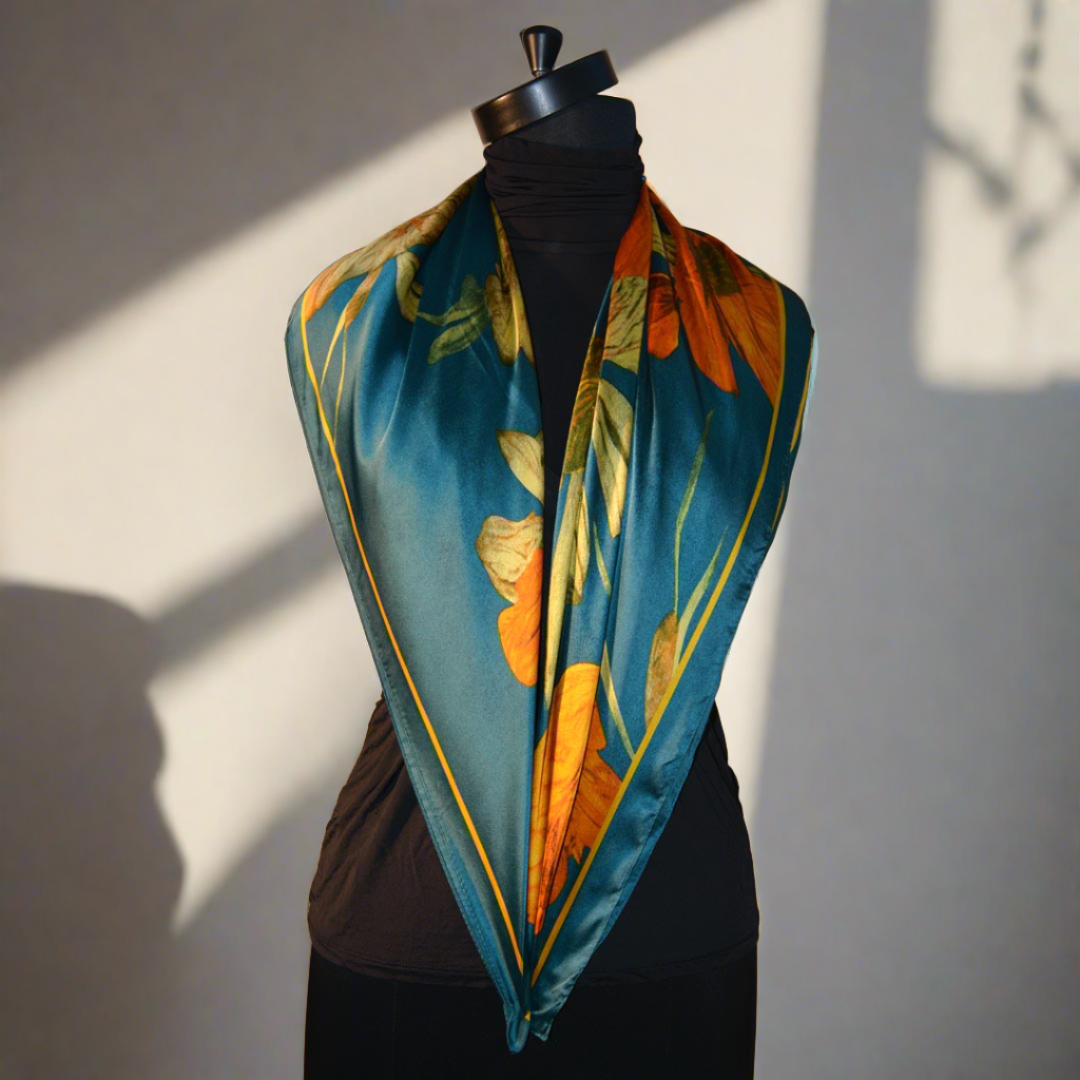 Autumn Azure Silk Stole