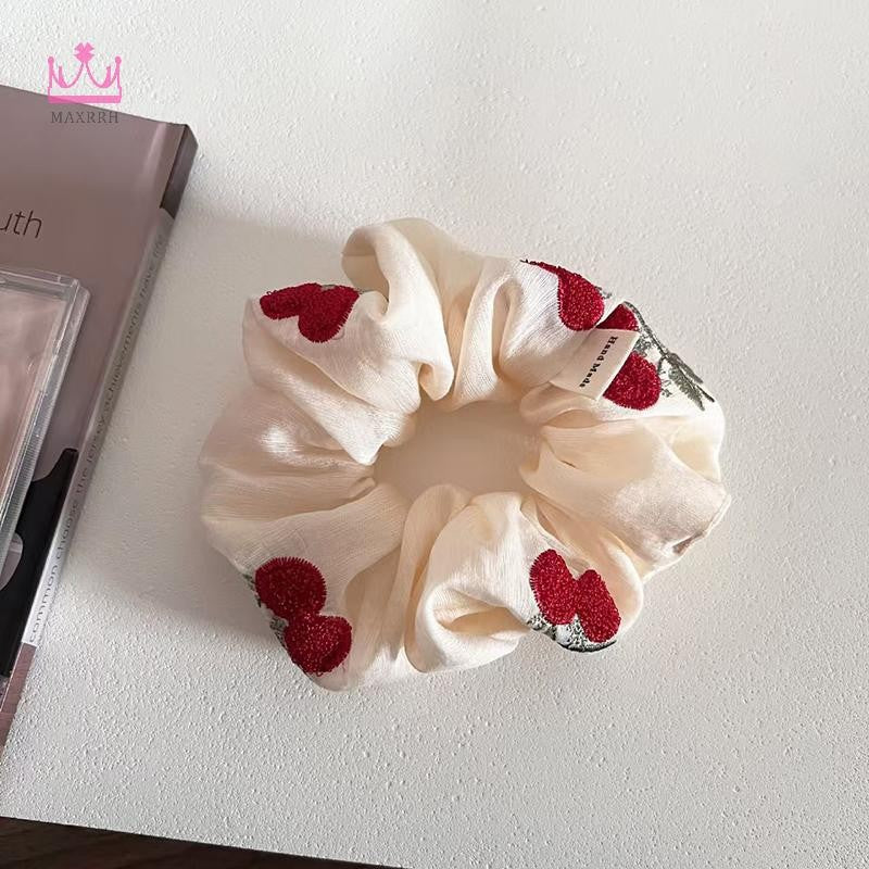 Cherry Embroidered Scrunchie