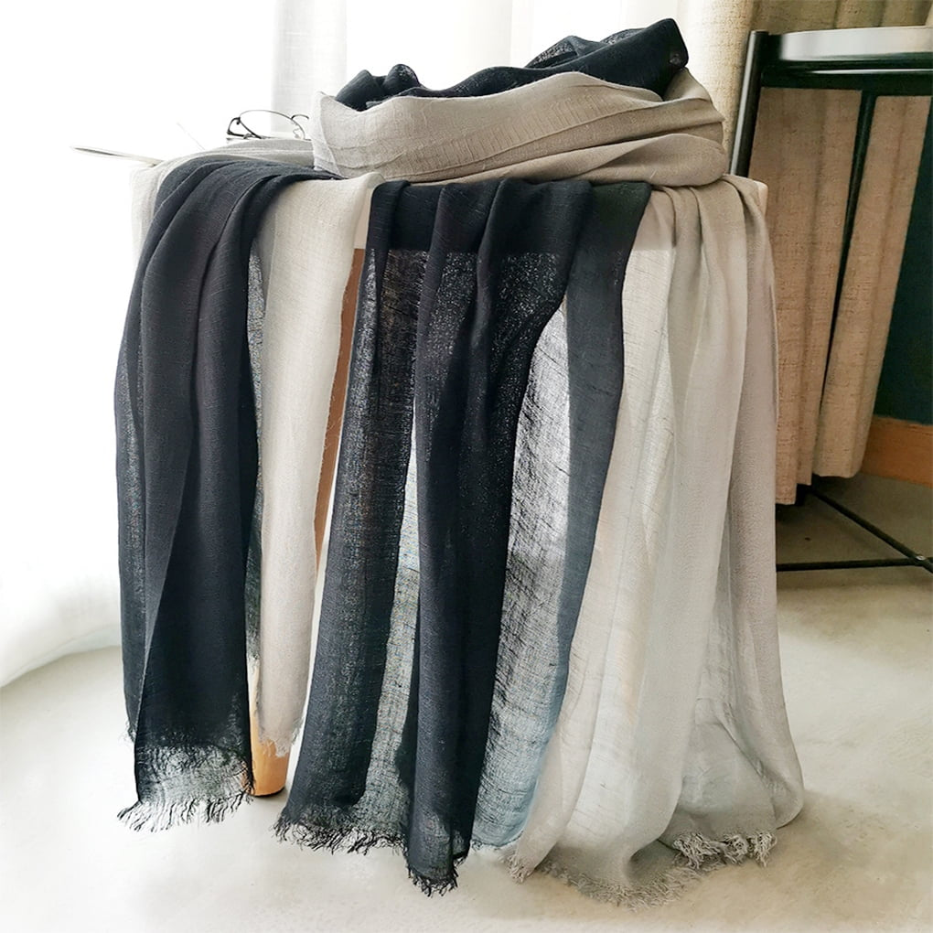 Dania Ombre Black Grey Cotton Linen Stole