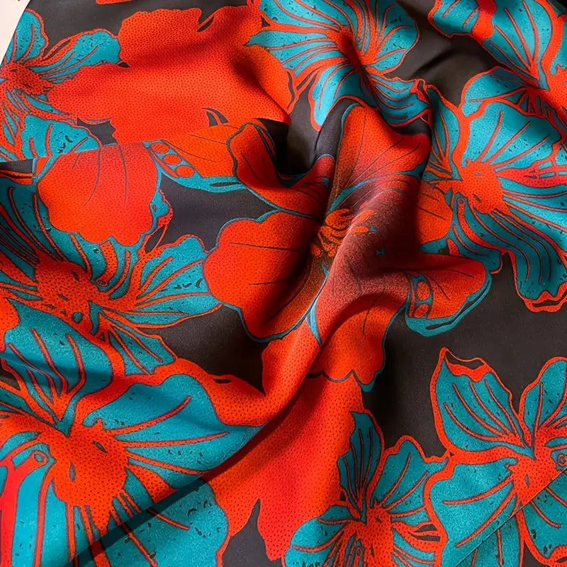 Cobalt Bloom Silk Scarf