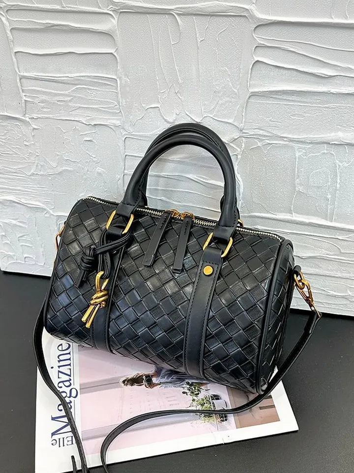 Neriah Vegan Leather Satchel Bag (Black)