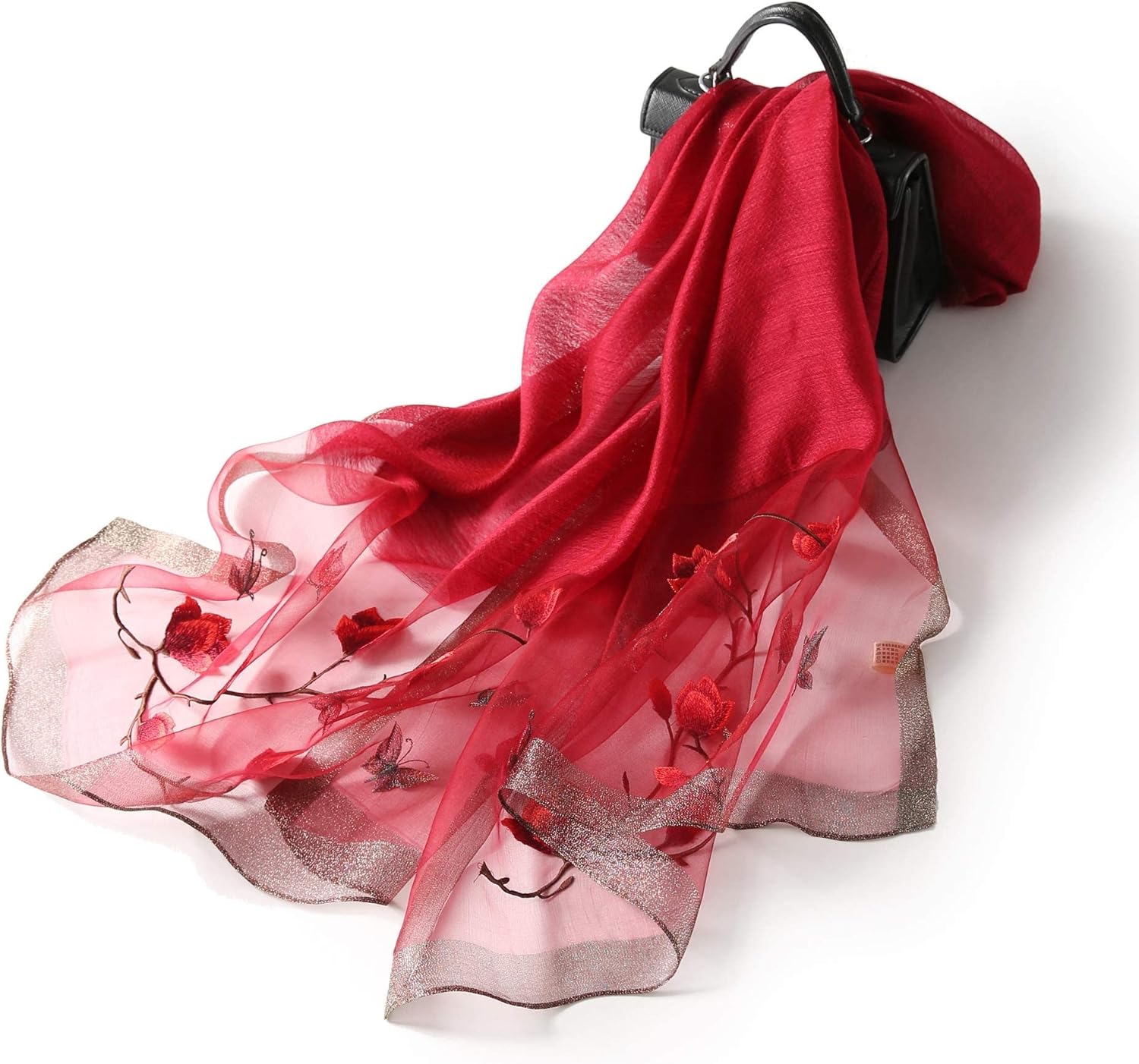 Esteem Cherry Embroidered Silk Stole