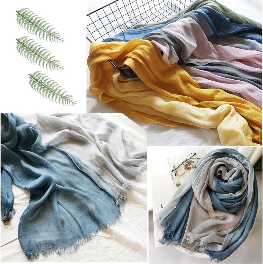 Dania Ombre Ocean Blue Cotton Linen Stole