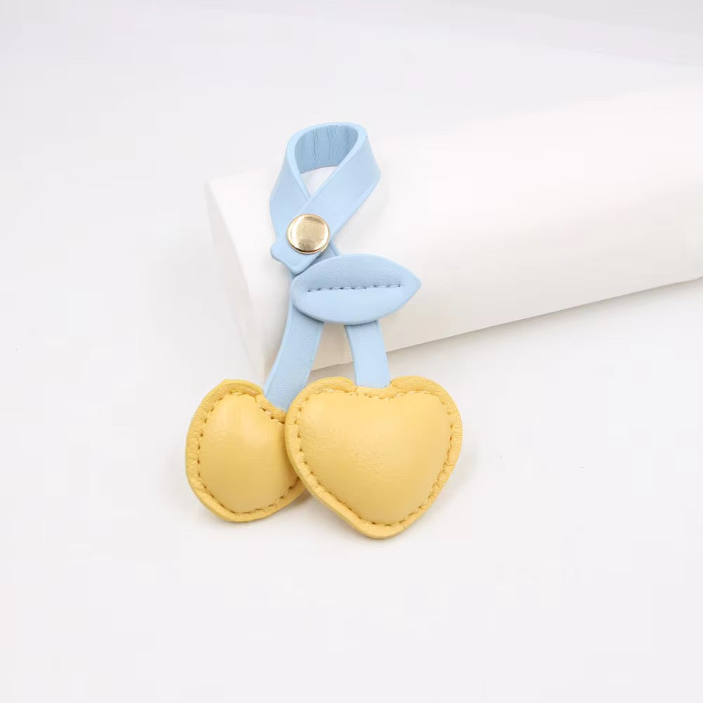 Amora Double Heart Leather Bag Charm