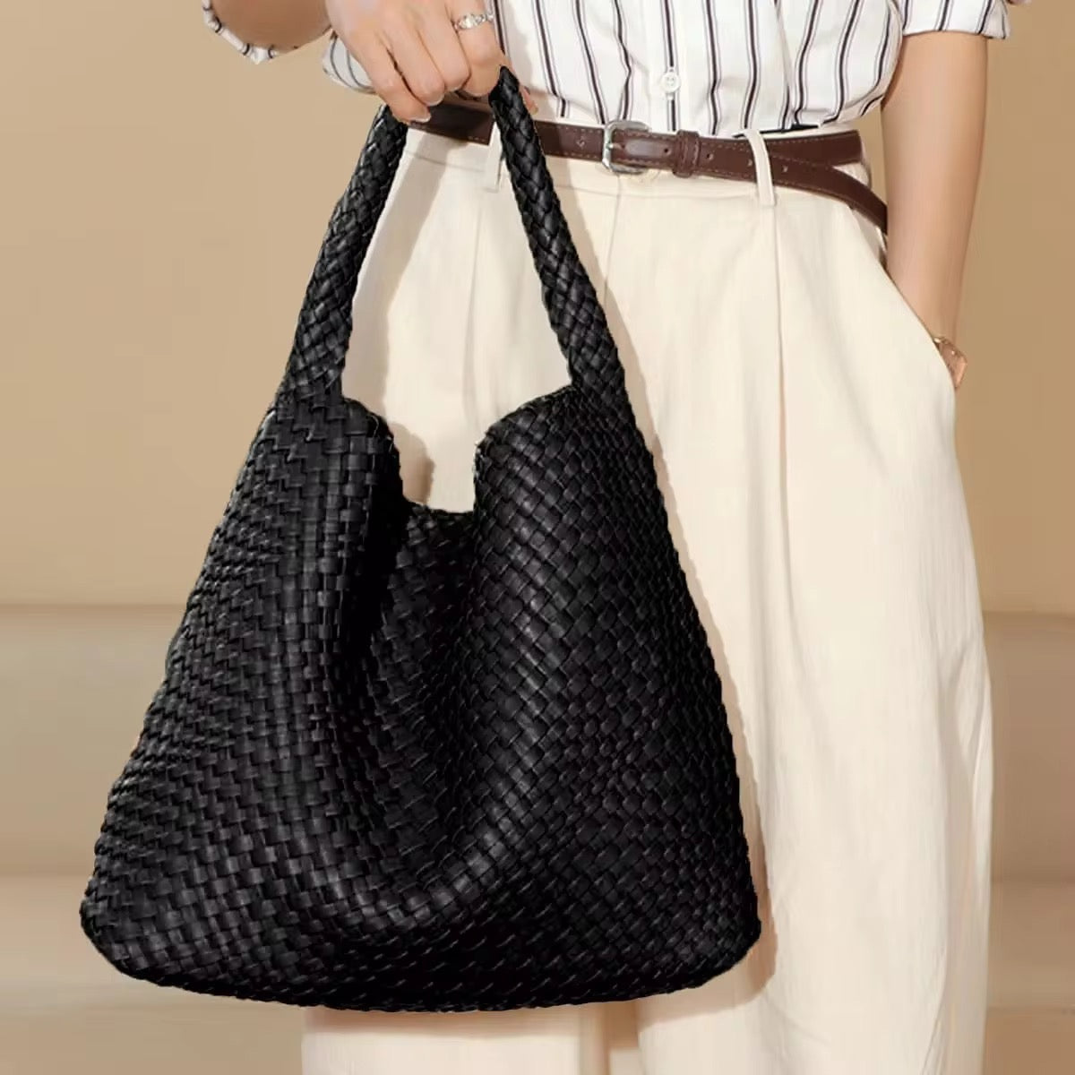 Corvyn Vegan Leather Tote Bag (Black)