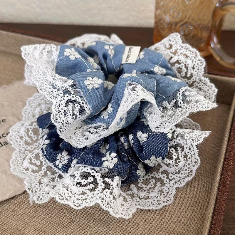 Lacy Denim Scrunchie