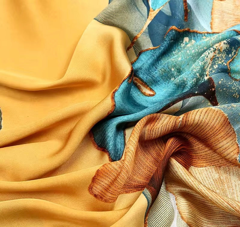 Ochre Waves Silk Stole