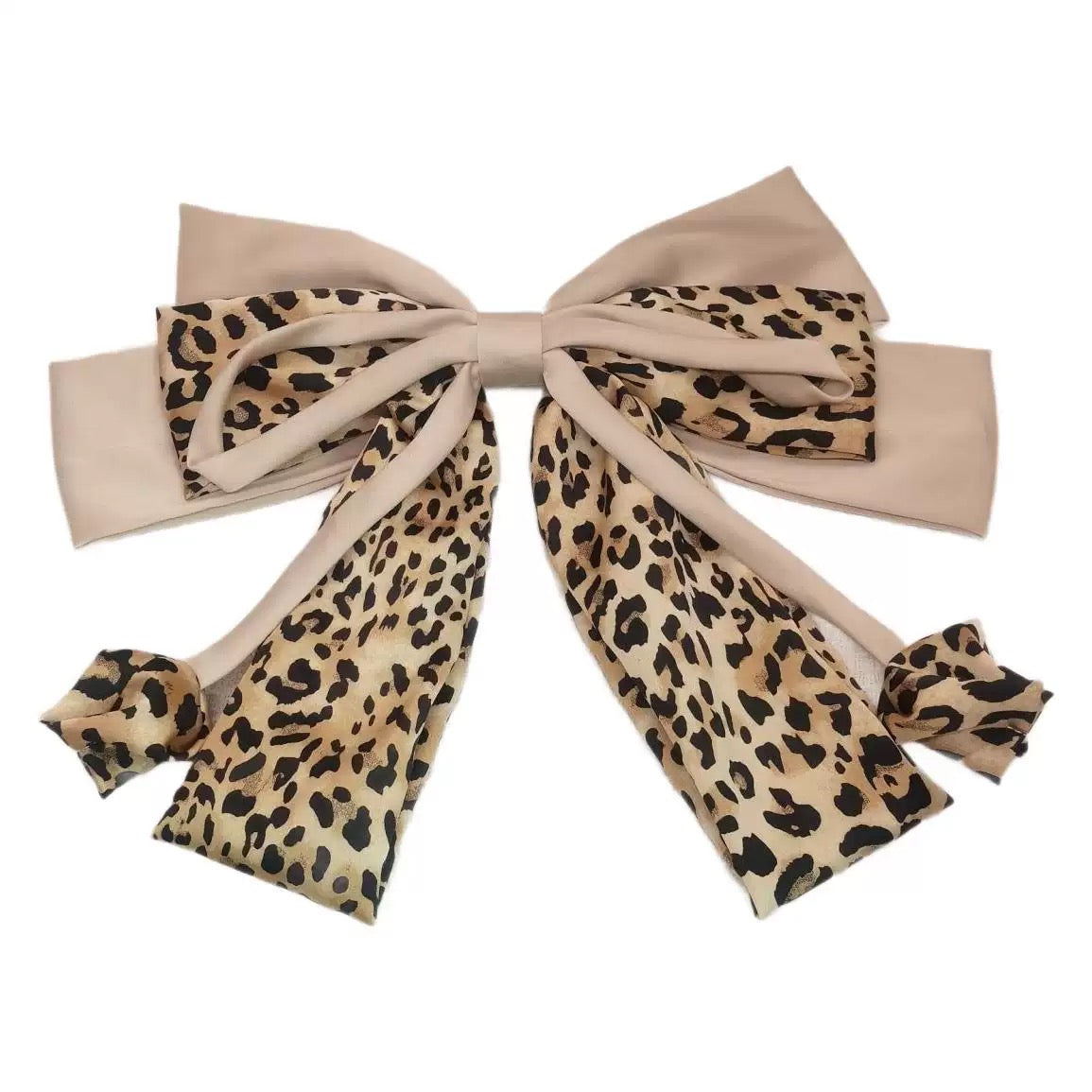 Serel Silk Bow Barette Clip (Leopard)