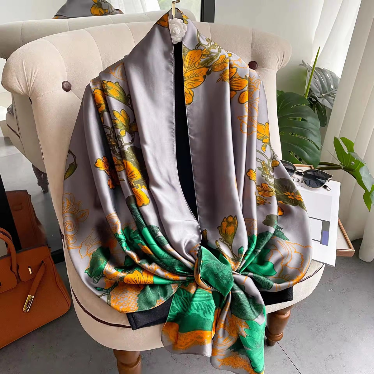 Kiwi Citrine Silk Stole