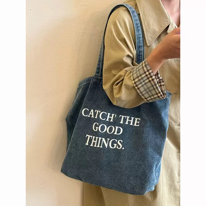 Good Things Denim Tote Bag