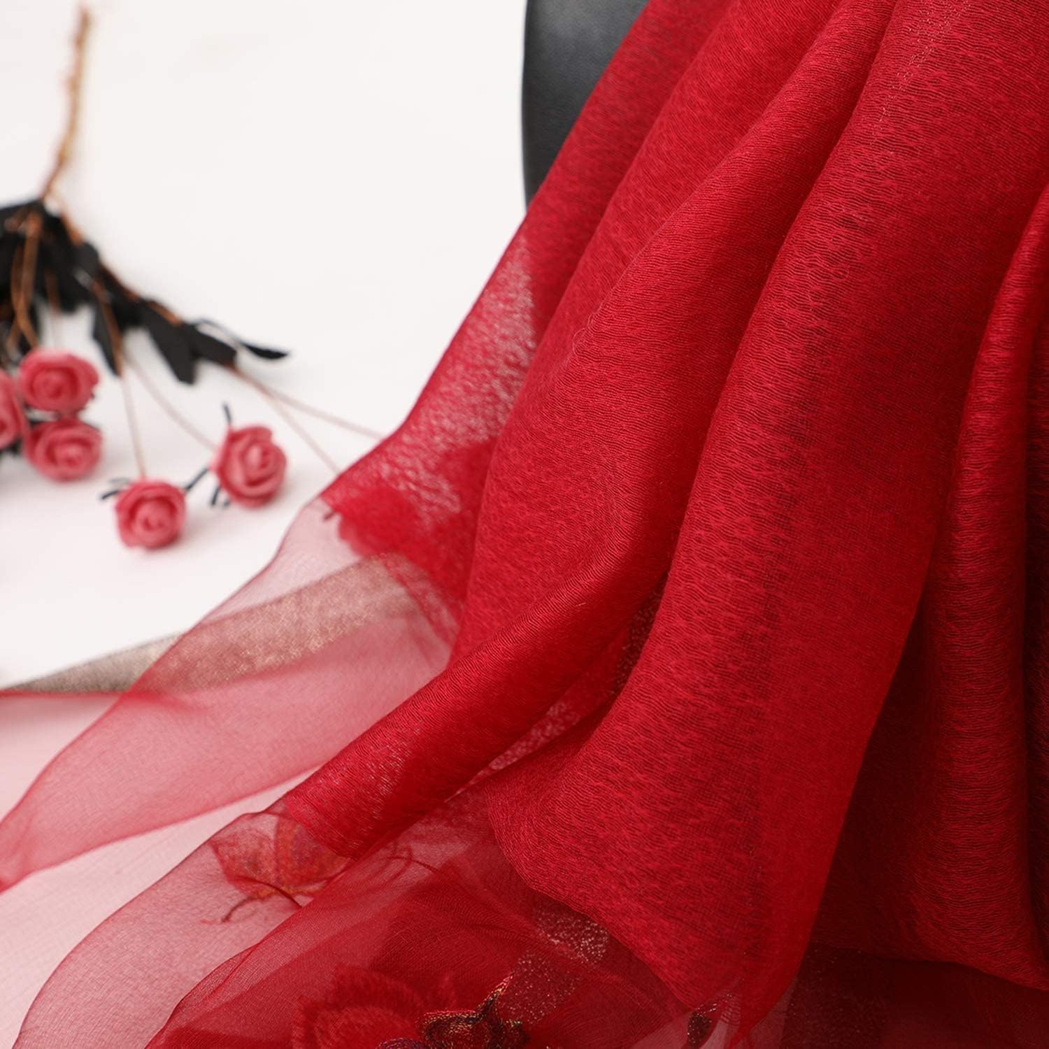 Esteem Cherry Embroidered Silk Stole