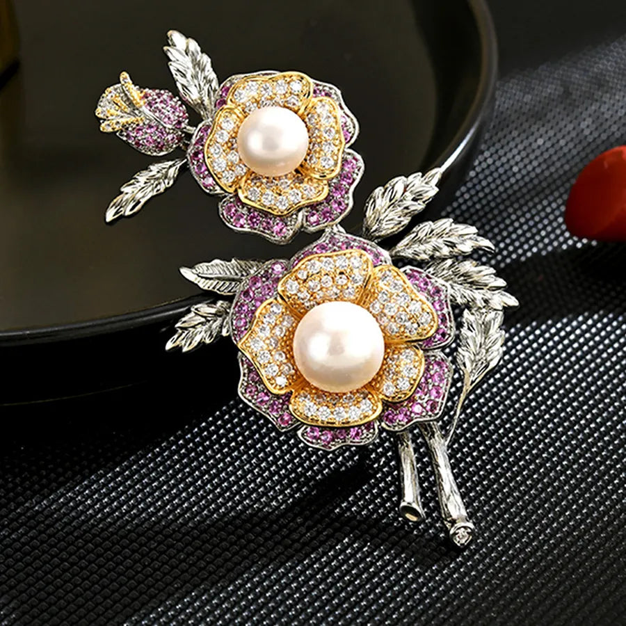 Pearl Branch Zirconia Brooch