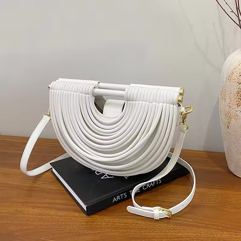 Sculpt Loop Vegan Leather Handbag (White)