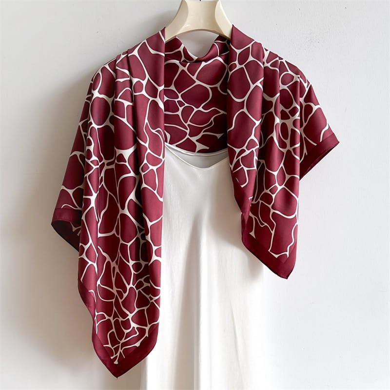 Red Doodle Silk Scarf (90x90cms)