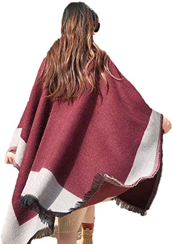 Burgundy Frame Poncho