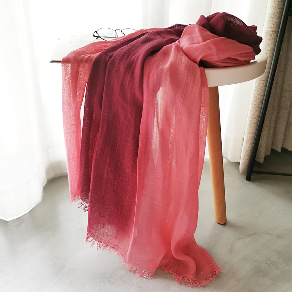 Dania Ombre Berry Cotton Linen Stole