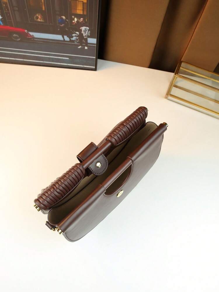 Sculpt Loop Vegan Leather Handbag (Chocolate)