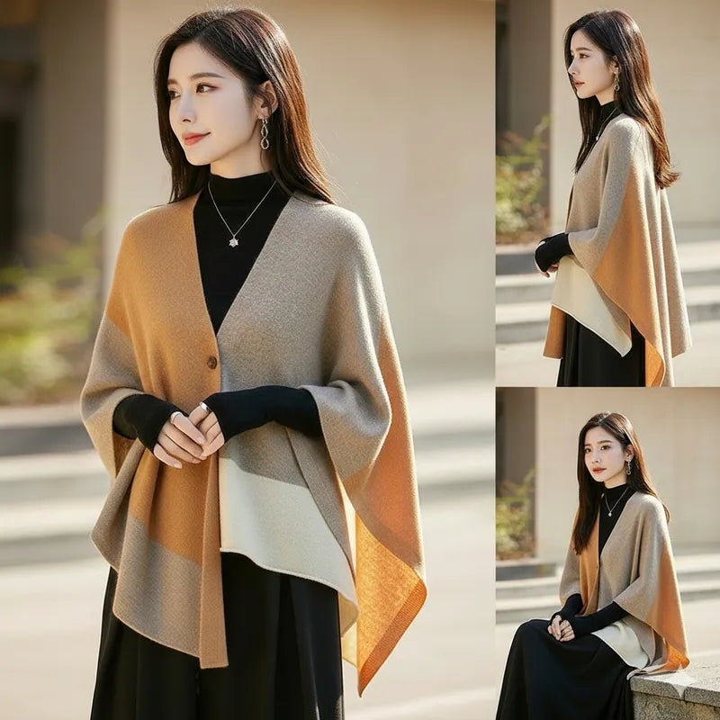 Almond Stroll Pure Wool Poncho