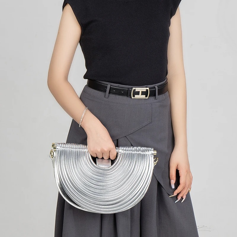 Sculpt Loop Vegan Leather Handbag (Silver)