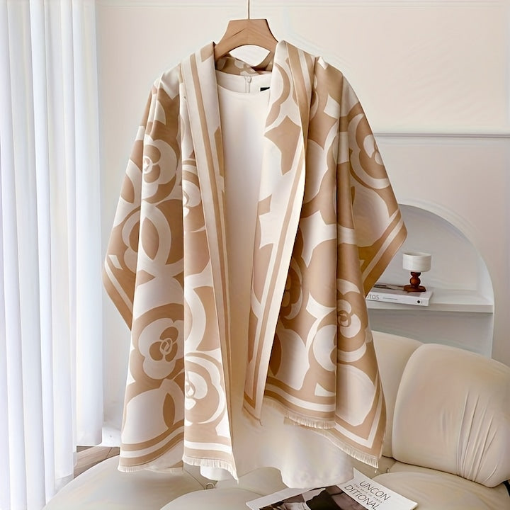 Neutral Scroll Shawl