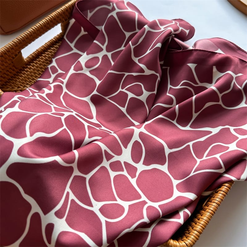 Red Doodle Silk Scarf (90x90cms)