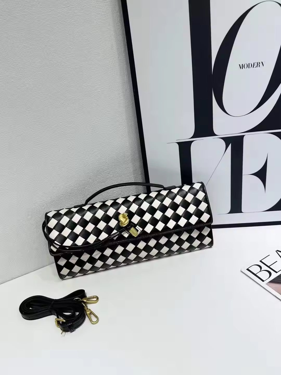 Andrea Vegan Leather Bag (Chess)