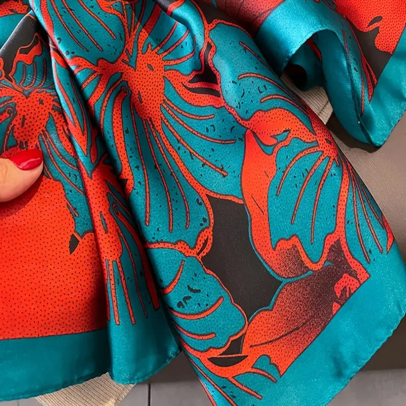 Cobalt Bloom Silk Scarf