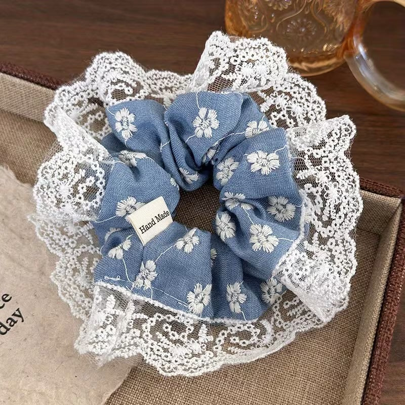 Lacy Denim Scrunchie