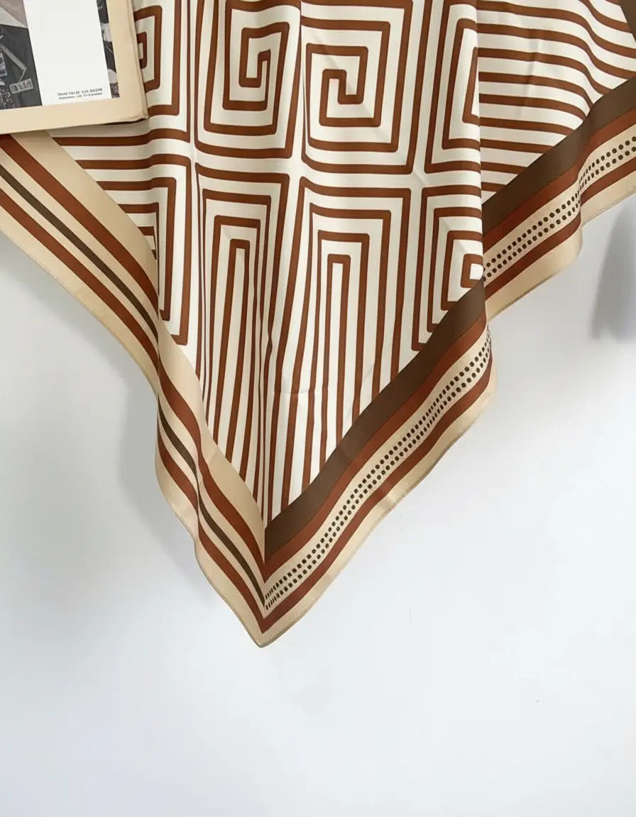 Maze Crest Silk Scarf (90x90cms)