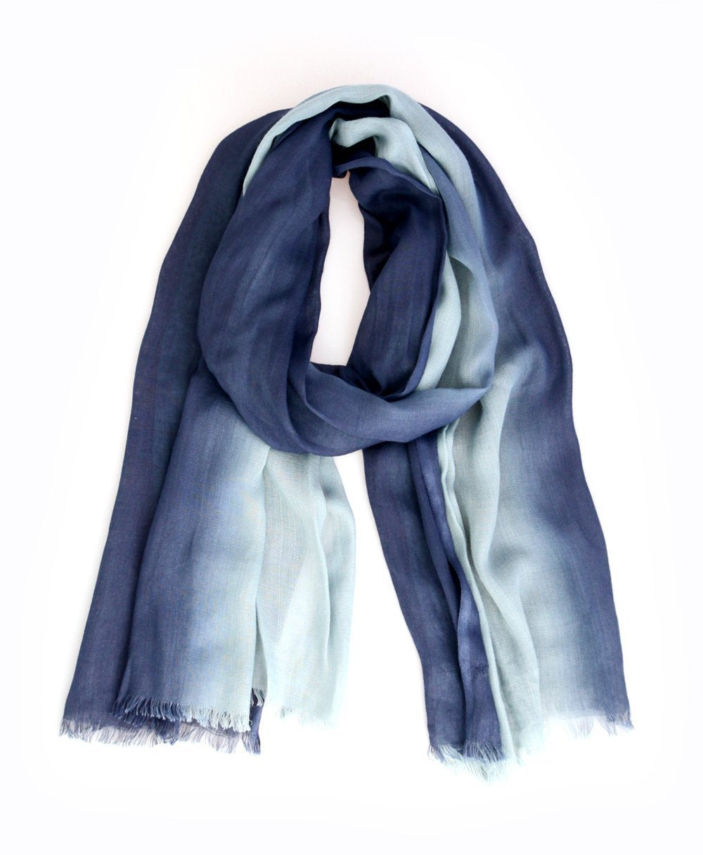Dania Ombre Sapphire Cotton Linen Stole