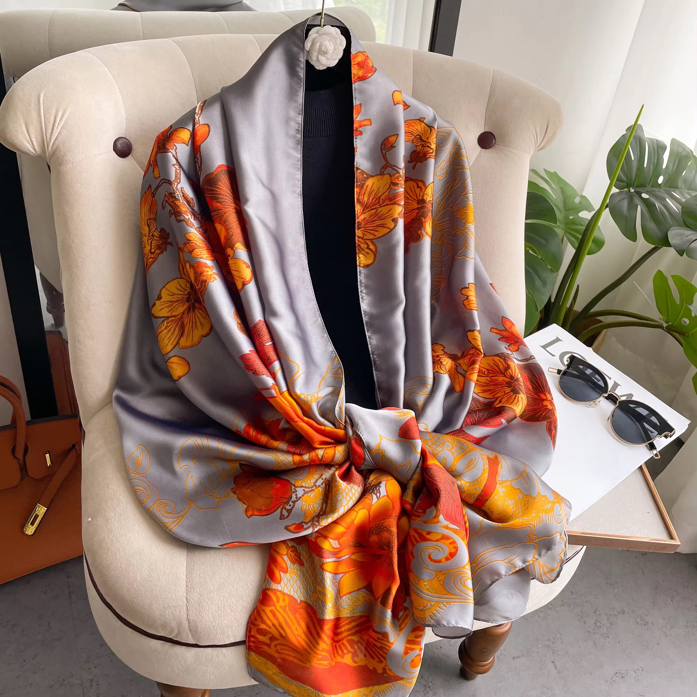 Grey Dragon Silk Stole