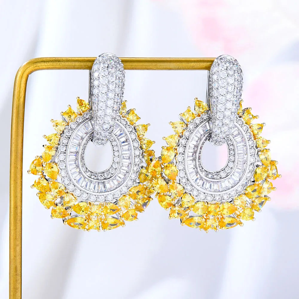 Floret Zirconia Yellow Earrings