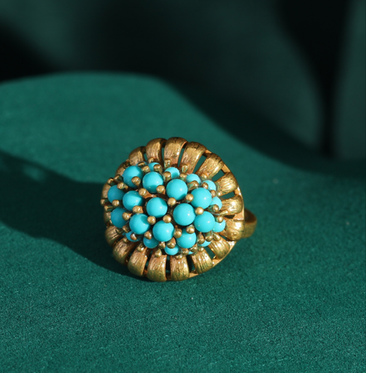 Azure Turquoise Leaf Antique Ring