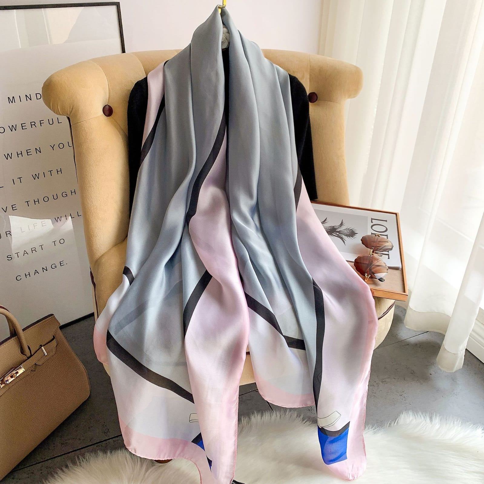 Grey Truffle Silk Stole