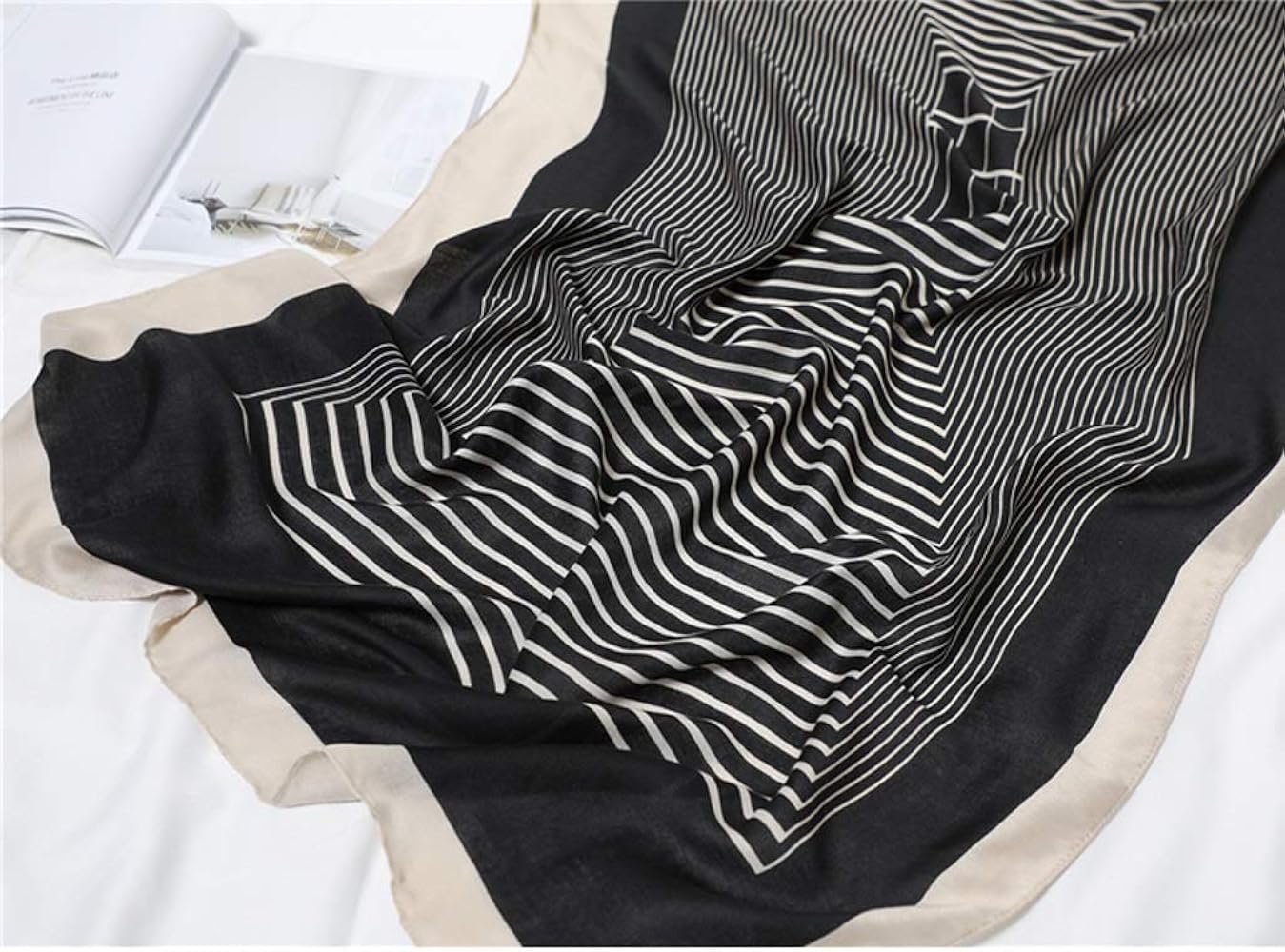 Black stripes Cotton Scarf