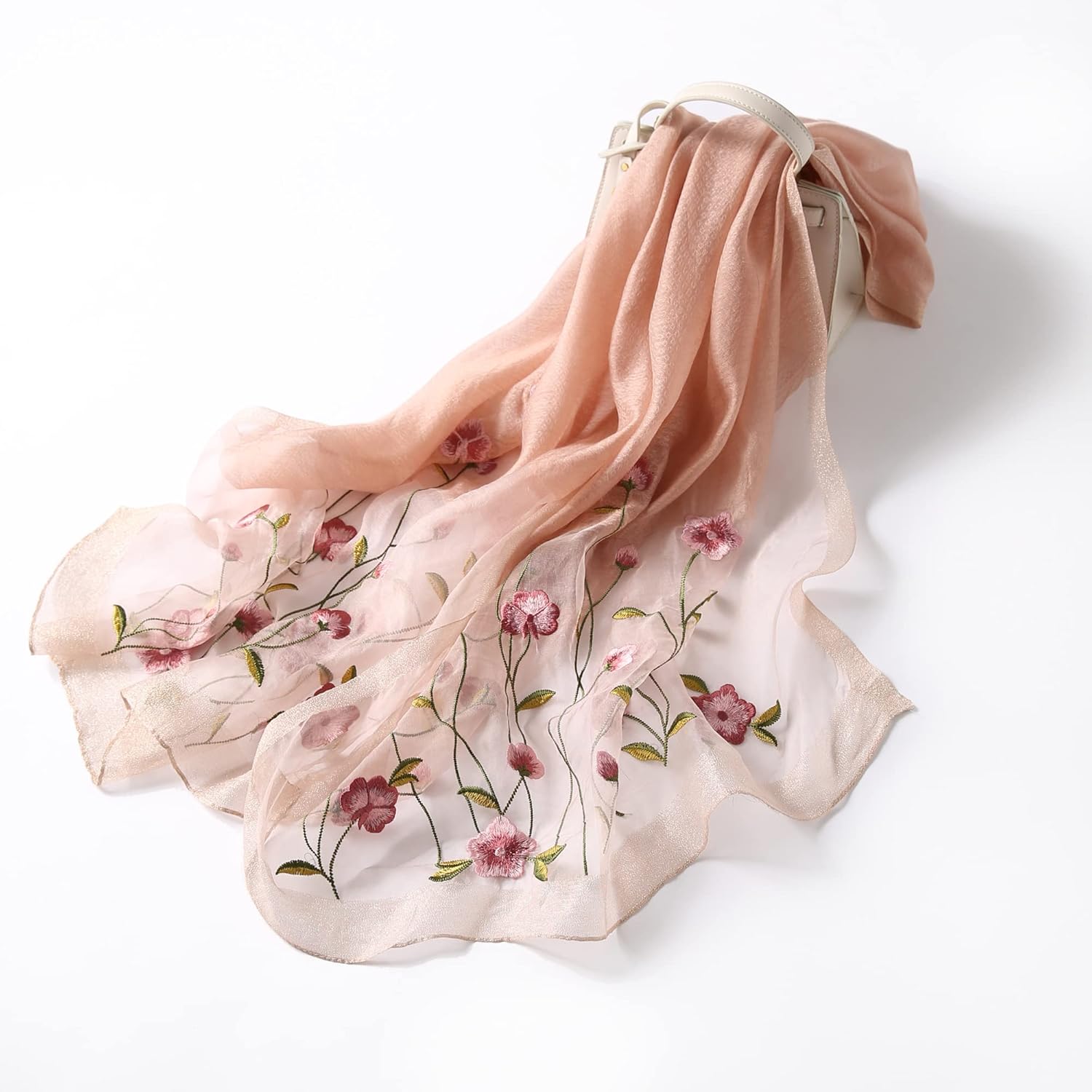 Noble Blush Embroidered Silk Stole