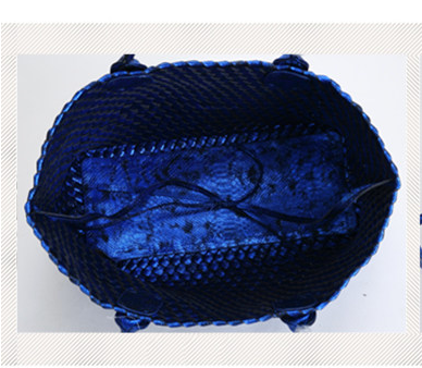 Janice Metallic Vegan leather Tote Handbag (Blue)