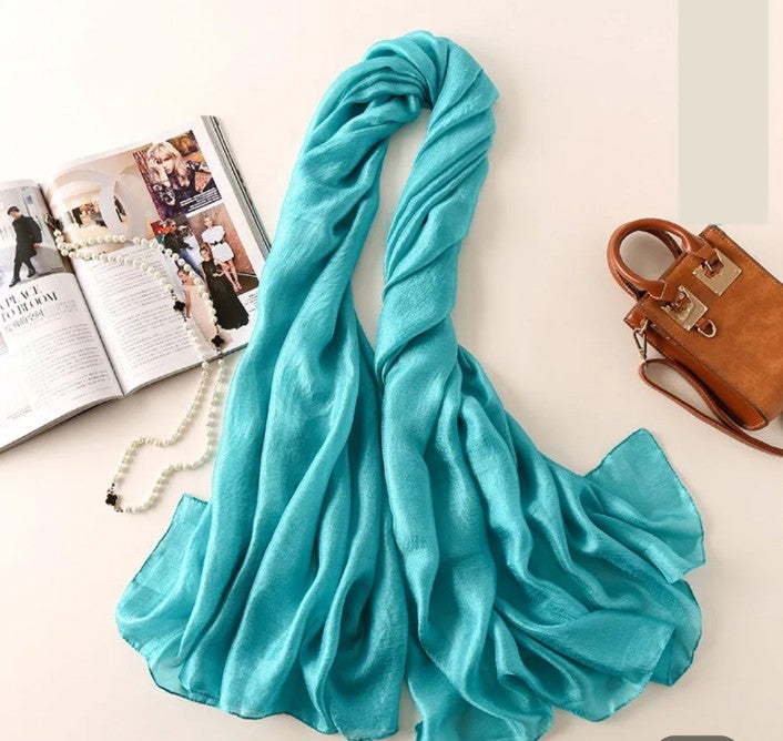 Teal Silk linen stole