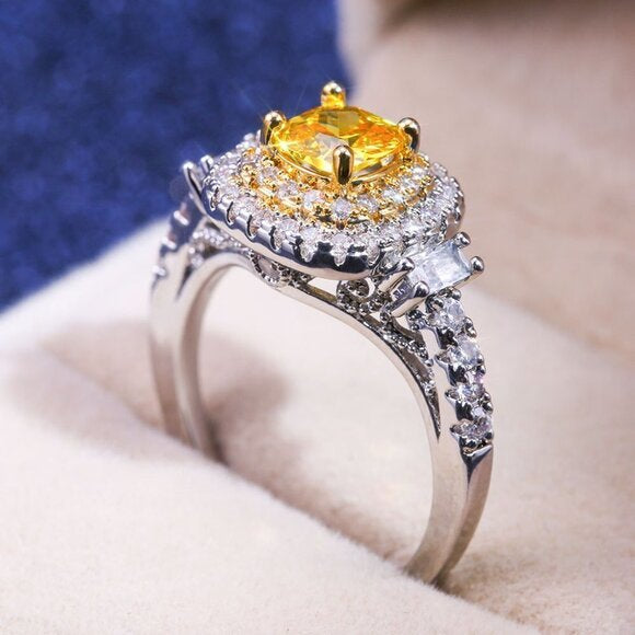 Citrina Cushion Halo Ring