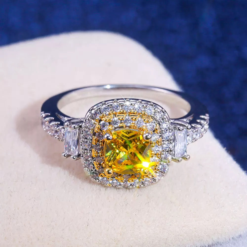 Citrina Cushion Halo Ring