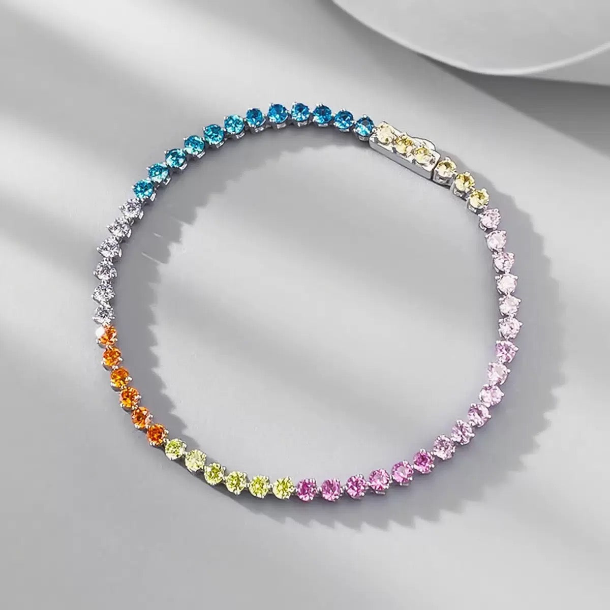 Prismelle Multicolour Sterling Silver Tennis Bracelet