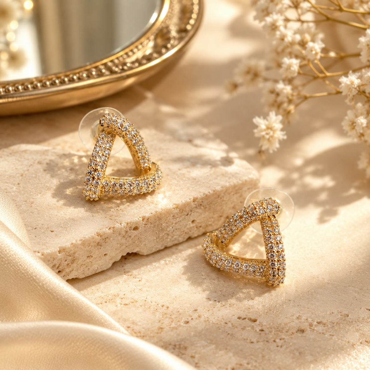 Trinelle Triangle Stud Earrings