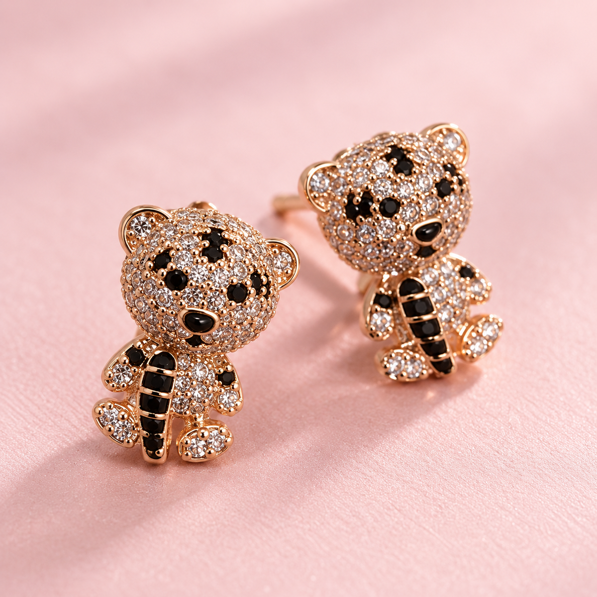 Teddora Crystal Teddy Bear Stud Earrings